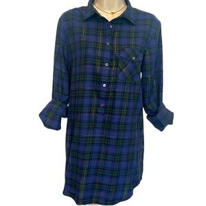 NWT J. Crew Navy Plaid Popover Tunic